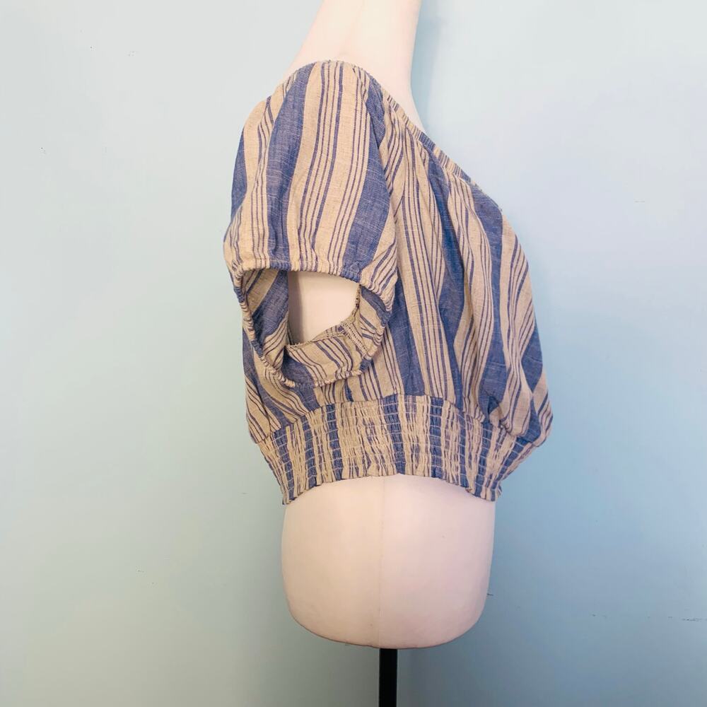 NWT Torrid Linen Blend Smocked Waist Off-Shoulder Crop Top Size 2 (2X, 18-20) - Picture 6 of 9